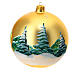 Christmas ball of matte golden blown glass, snowy village, 150 mm s5