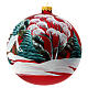 Christmas ball of matte red blown glass, snowy hamlet, 150 mm s4