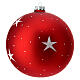 Christmas ball of matte red blown glass, framed snowy hamlet, 150 mm s4