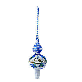 Blaue schneebedeckte Landschaft aus geblasenem Glas, 35 cm