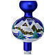 Christmas tree topper, blue blown glass and snowy landscape, 35 cm s2