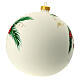 White Christmas ball with snowmen and Christmas tree, blown glass, 150 mm s3