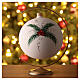 White Christmas ball with snowmen and Christmas tree, blown glass, 150 mm s4