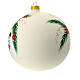 White Christmas ball with snowmen and Christmas tree, blown glass, 150 mm s6
