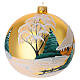 Golden Christmas ball with snowy village, blown glass, 150 mm s4