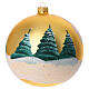 Golden Christmas ball with snowy village, blown glass, 150 mm s5