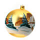 Yellow blown glass ball snow-covered houses 150mm s3