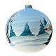 Light blue Christmas ball with snowy village and Christmas tree, blown glass, 150 mm s5