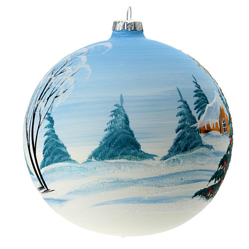 Boule de Noël paysage enneigé avec sapin verre soufflé 150 mm 5