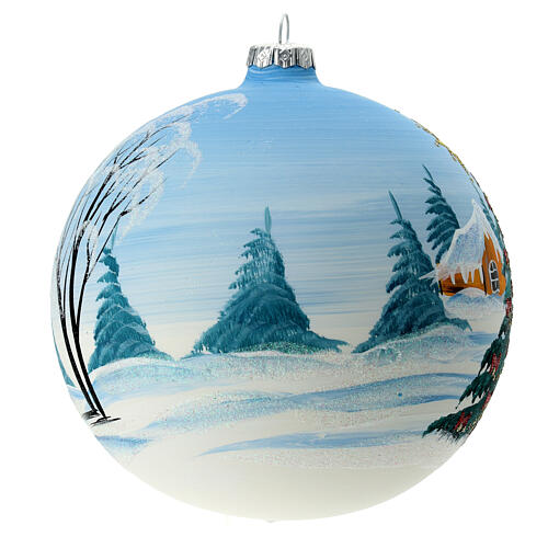 Palla paesaggio innevato albero di Natale vetro 150mm 5