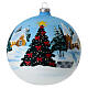 Palla paesaggio innevato albero di Natale vetro 150mm s1