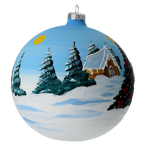 Snow landscape Christmas tree glass ball 150mm 4