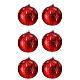 Set of 6 Christmas balls, red and white blown glass, 80 mm s1