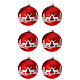 Set of 6 Christmas balls, red blown glass with white reindeers, 50 mm s1