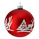 Set 6 palline albero di Natale rosso bianco renne vetro 50mm s2