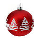 Set 6 palline albero di Natale rosso bianco renne vetro 50mm s3