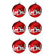 Set of 6 Christmas tree balls red white reindeer glass 50mm s1