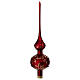 Christmas tree topper, burgundy blown glass with floral pattern, 35 cm s3