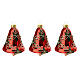 Set 3 boules de Noël rouge forme cloche verre soufflé 90 mm s1