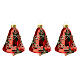 Set 3 palline rosse forma Campana vetro soffiato 90mm s1
