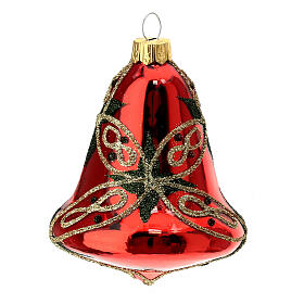 Set of 3 red bell shaped ornaments in blown glass 90mm