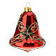 Set of 3 red bell shaped ornaments in blown glass 90mm s2