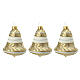 Set of 3 bell-shaped Christmas balls, white blown glass with golden details, 90 mm s1