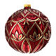 Red blown glass Christmas ball with floral decorations 150mm s3