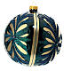 Christmas ball with flowers, glossy blue blown glass, 150 mm s3