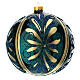 Bola vidro soprado árvore de Natal azul com decoração dourada e glitter 150 mm s1