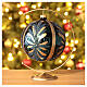 Bola vidro soprado árvore de Natal azul com decoração dourada e glitter 150 mm s2