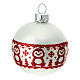 Christmas balls with penguins, set of 12, matte white and red blown glass, 60 mm s2