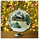 Christmas ball with church in a snowy landscape, light blue blown glass, 200 mm s3