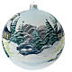 Christmas ball with church in a snowy landscape, light blue blown glass, 200 mm s5