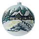 Christmas ball snowy grey house in glass 200mm s3