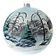 Christmas ball snowy grey house in glass 200mm s4