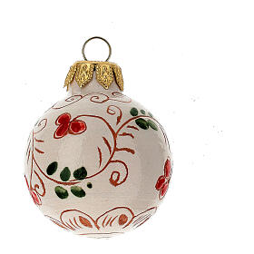 Christmas ball with red berries, decorated Deruta terracotta, 50 mm