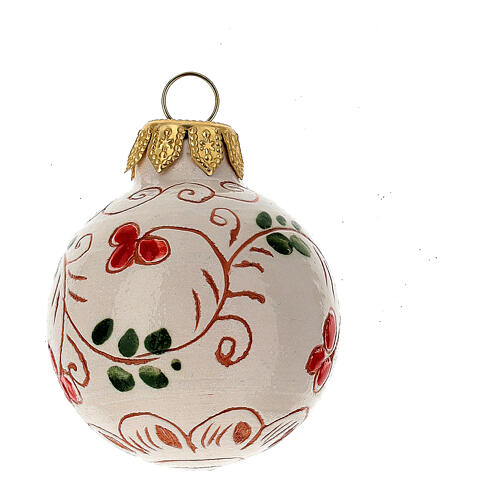 Holly Christmas ball decorated Deruta terracotta 50mm 1