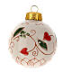 Boule de Noël coeurs rouges terre cuite Deruta décorée 60 mm s1