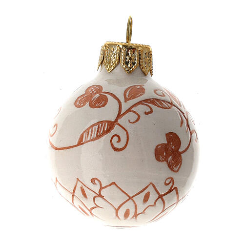 Christmas ball cream-coloured Deruta terracotta, 45 mm 2