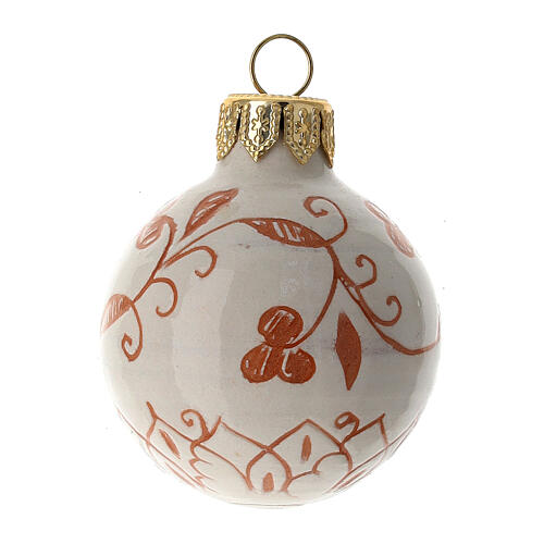 Boule de Noël crème terre cuite Deruta décorée 45 mm 1