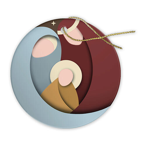 Dekoracja na choinkę okrągła, scena narodzin Jezusa, żywica, 7 cm 1
