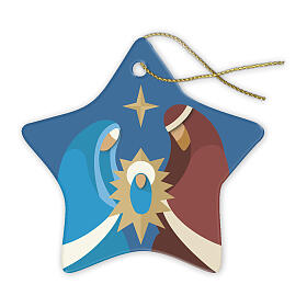 Dekoracja na choinkę gwiazda, scena narodzin Jezusa, żywica, 7x7 cm