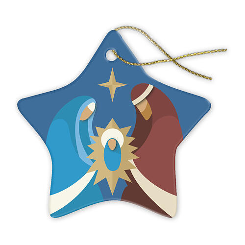 Dekoracja na choinkę gwiazda, scena narodzin Jezusa, żywica, 7x7 cm 1
