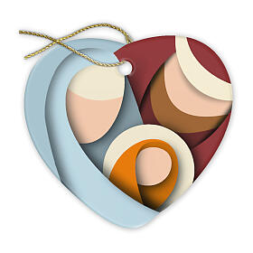 Heart-shaped Christmas ornament with Nativity, 2.5x3 in