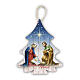 Tree-shaped Christmas ornament with Nativity, wood, h 5 in s1
