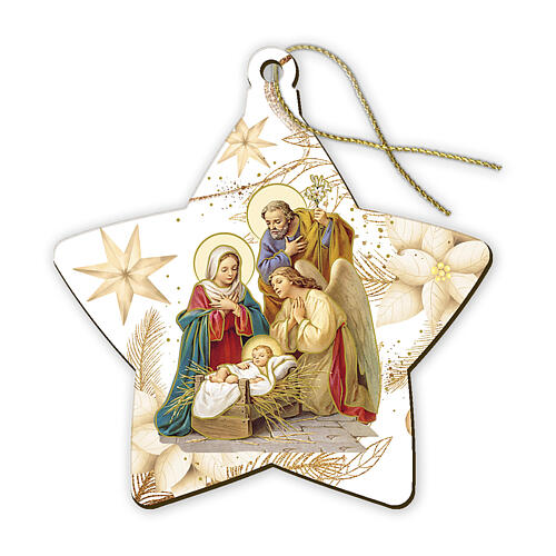 Star-shaped Christmas ornament with Nativity and angel, 3x3 in 1