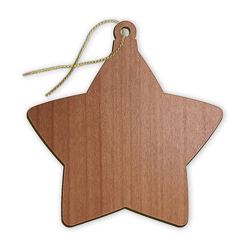 Star-shaped Christmas ornament with Nativity and angel, 3x3 in 2