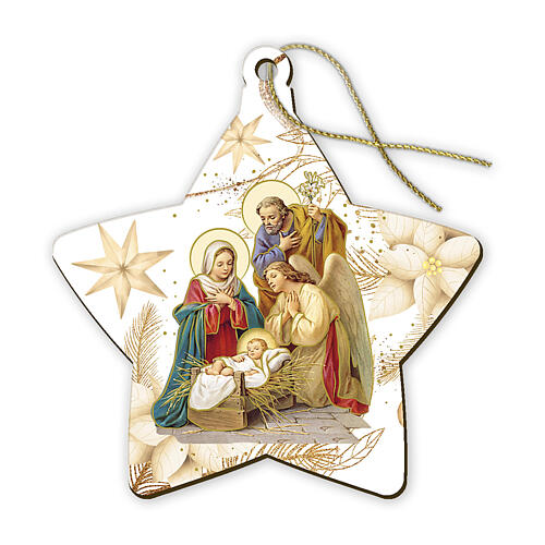 Décoration Noël bois étoile Nativité 8 cm 1
