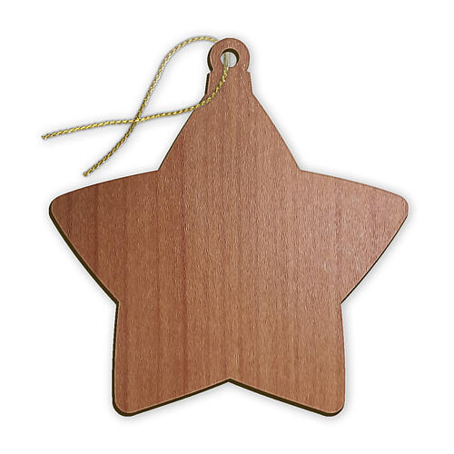 Nativity star wood decoration 8 cm 2